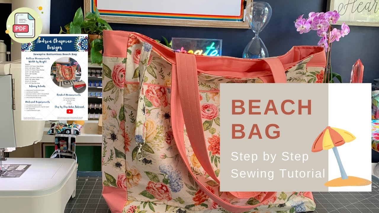 How to sew a Bottomless Beach Bag 🏄‍♀️ 🌞 🦀 👙 Step by Step Sewspire Sewing Tutorial