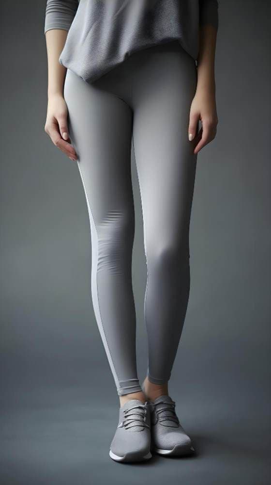 woman grey leggings with word love bottom