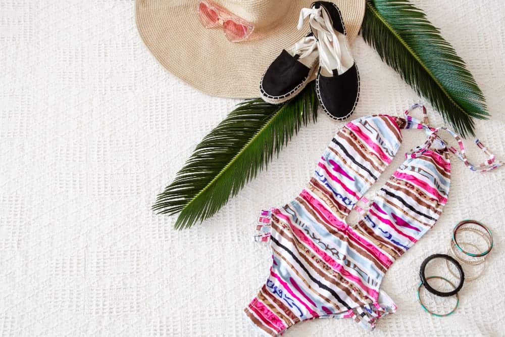 How To Make Swimsuit Bottoms Smaller Without Sewing? 4 colorful fashion women s summer clothing flat lay