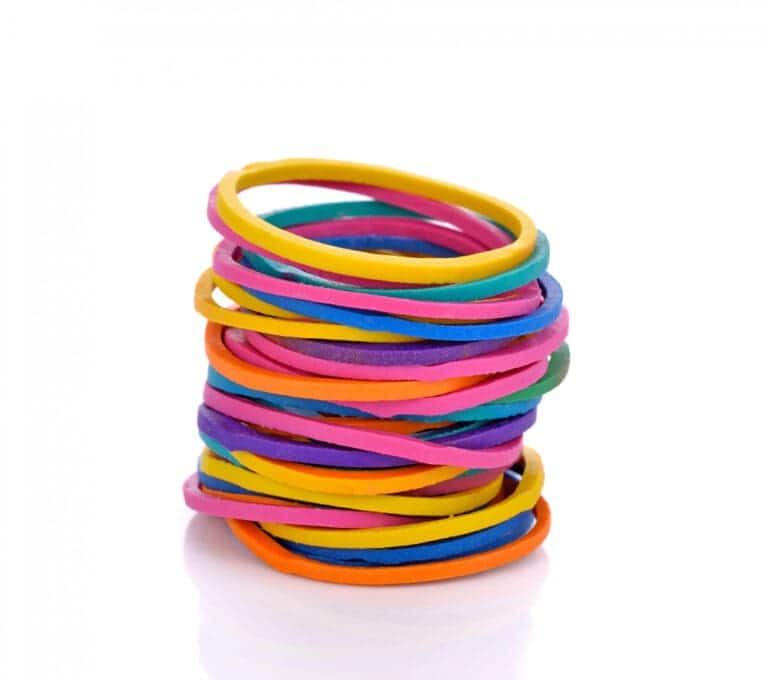 colorful rubber bands white