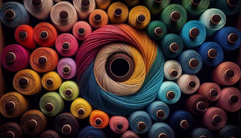 multi colored spool close up sewing thread background generated by ai