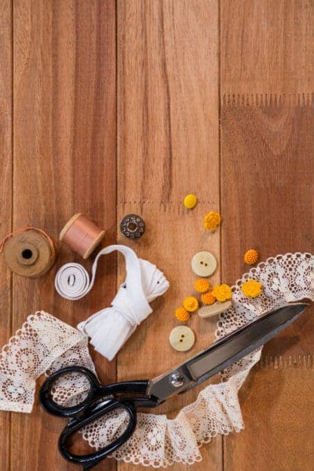 scissor with lace buttons