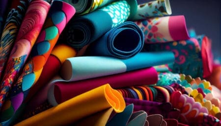 vibrant fashion textile pattern collection display generative ai