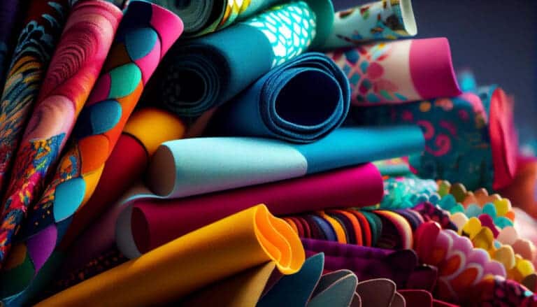 vibrant fashion textile pattern collection display generative ai