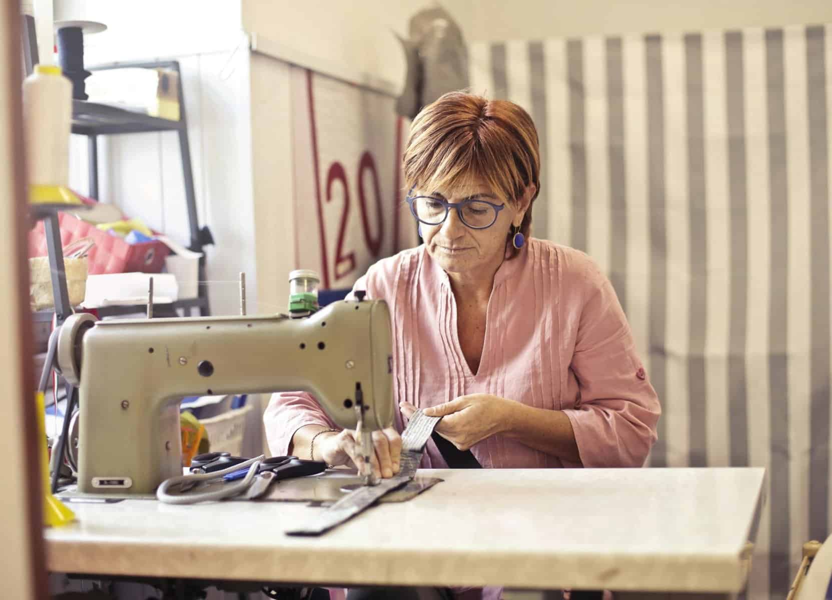 Woman Using Sewing Machine